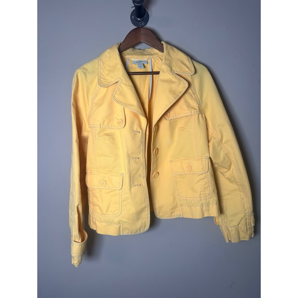 Ann Taylor LOFT Yellow Cotton Cropped‎ Jacket Women's Size 10